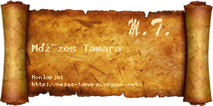 Mézes Tamara névjegykártya